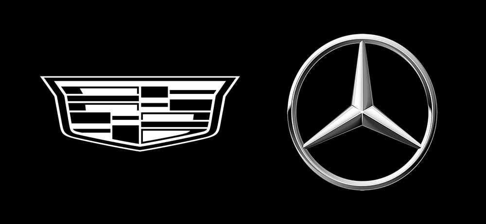 Cadillac and MB logos
